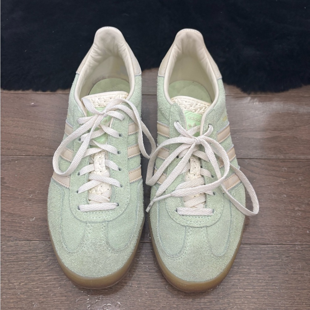 Adidas Women’s Gazelle Suede Sneakers in Rare Light Green Color